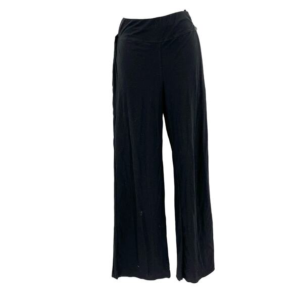 LUNYA Wide Leg Lounge Sleep Pants Black Cinched Waist Pull On Lightweight L NEW - Picture 1 of 3